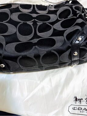 COACH Signature Black Vintage Y2K CARLY Bag Silver Hardware C Jacquard Logo